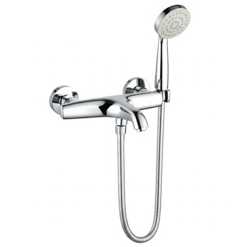 Set doccia con asta scorrevole in ottone e flessibile in acciaio inossidabile