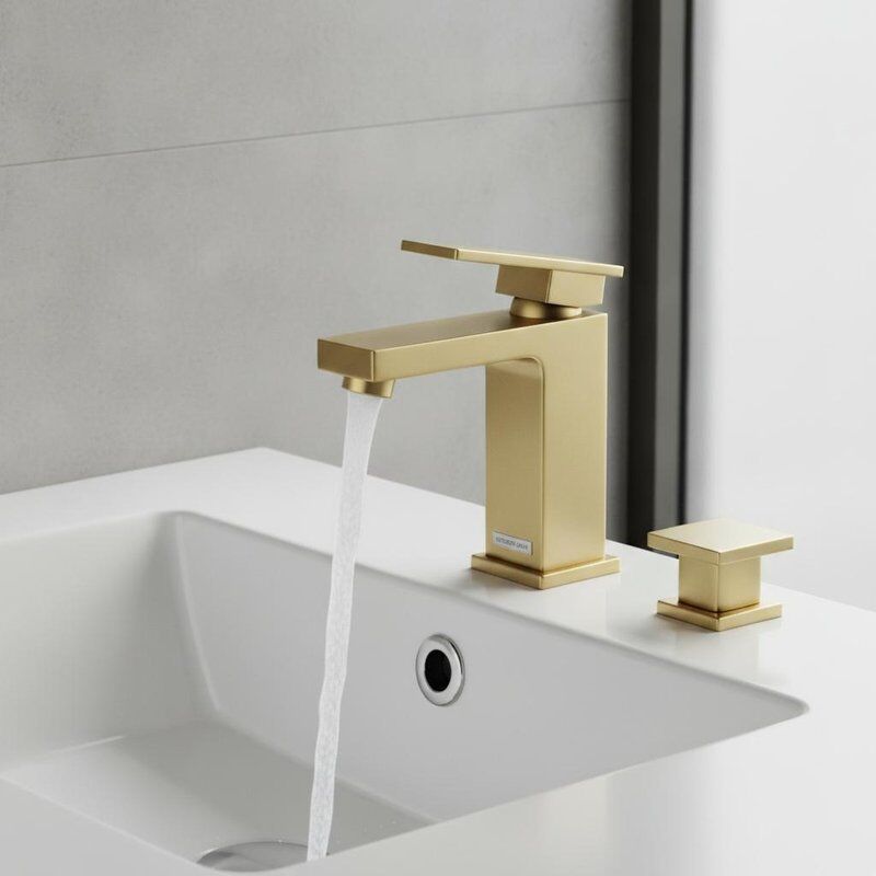 Rubinetto di vasca in ottone moderno quadrato finitura in ottone spazzolato disegno geometrico con pop up set rifiuti valvola ceramica